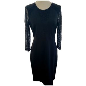 Adrianna Papell Dress in Black Size Small Sheer Long Sleeves